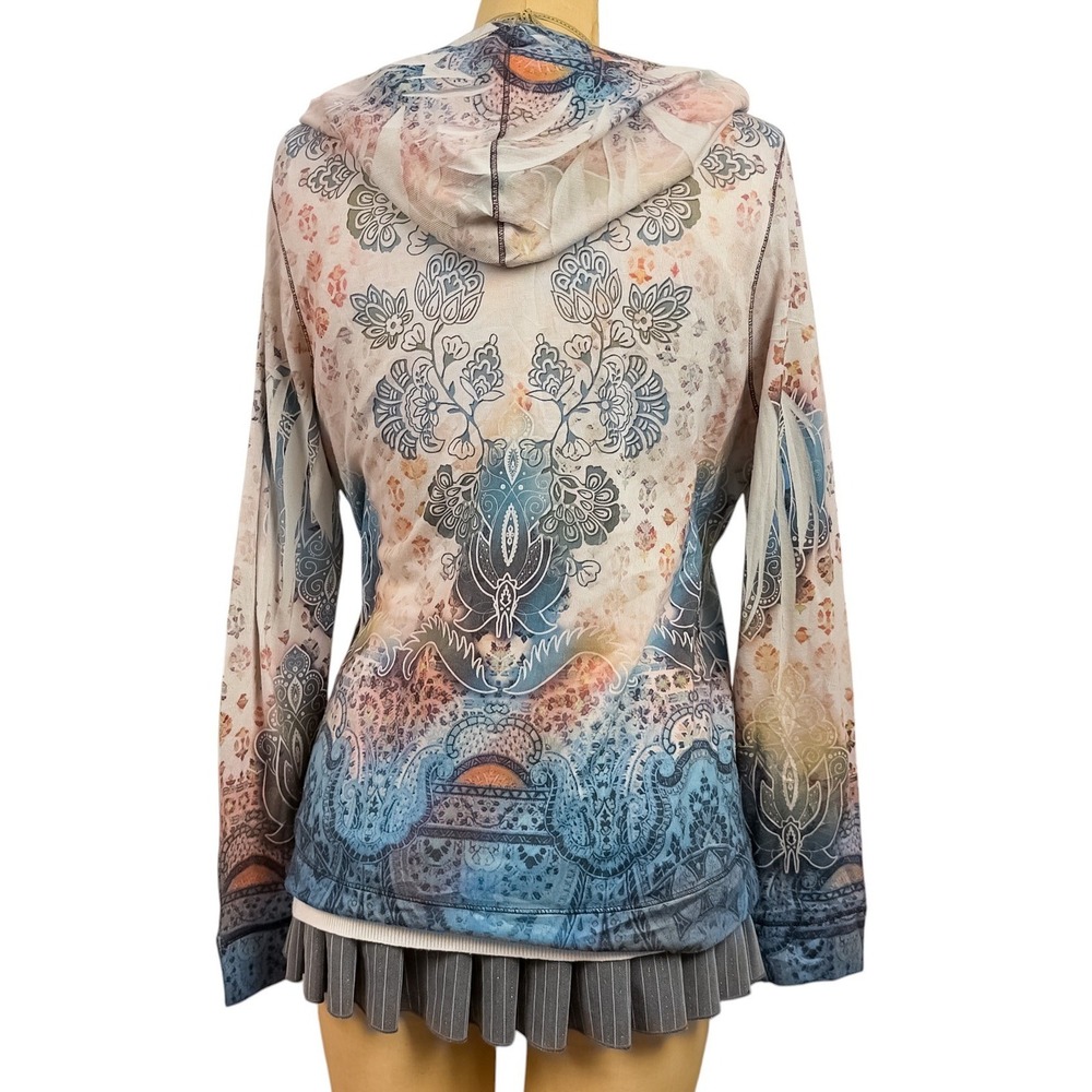 2000s McBling Rhinestone Zip Up Hoodie Fairy Grunge Paisley Ombre Size L Y2K - Picture 9 of 10